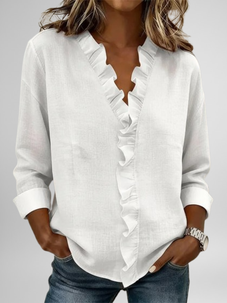 Aurelis™ | Damen Bluse mit Rüschen und V-Ausschnitt