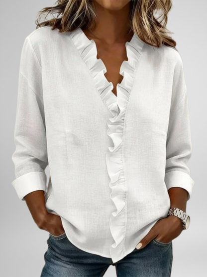 Aurelis™ | Damen Bluse mit Rüschen und V-Ausschnitt