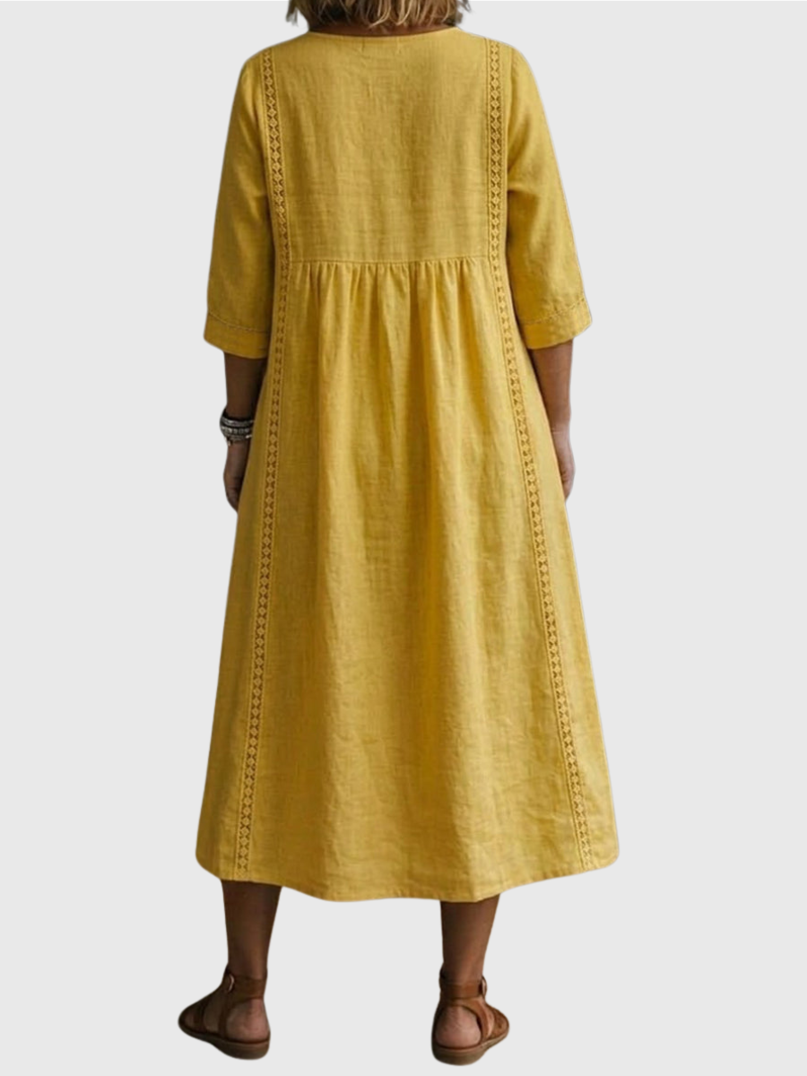Luviaren™ | Patchwork-Kleid mit V-Ausschnitt