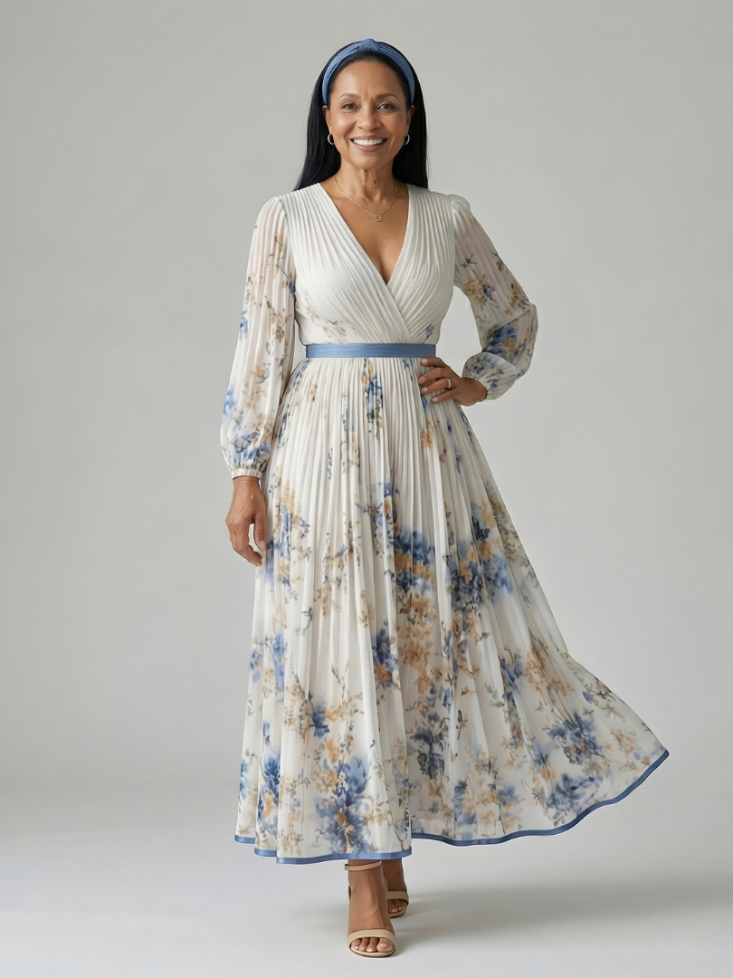 Aurelis™ | Midi Kleid mit Wickeloberteil und Faltenrock