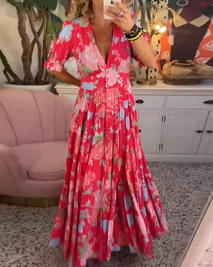 Luviaren™ | Maxikleid mit Blumenmuster und V-Ausschnitt