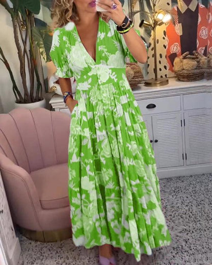 Luviaren™ | Maxikleid mit Blumenmuster und V-Ausschnitt