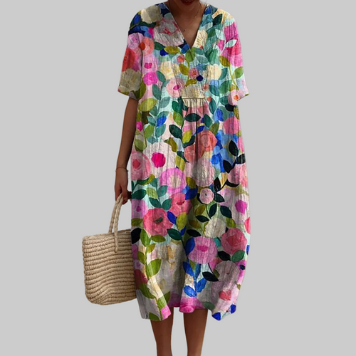 Luviaren™ | Sommerkleid mit Blumenmuster und V-Ausschnitt
