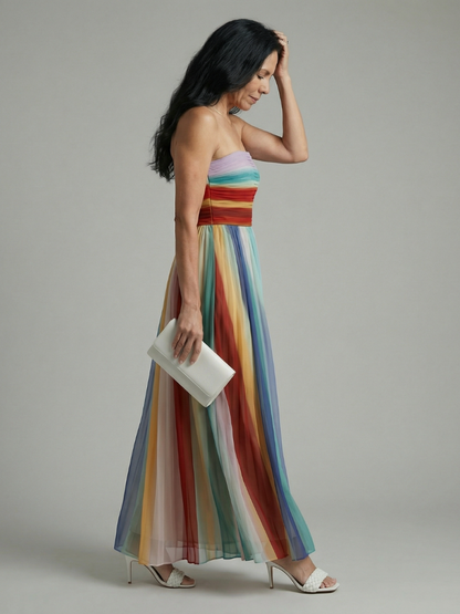 Aurelis™ | Trägerloses Maxikleid mit Streifenmuster