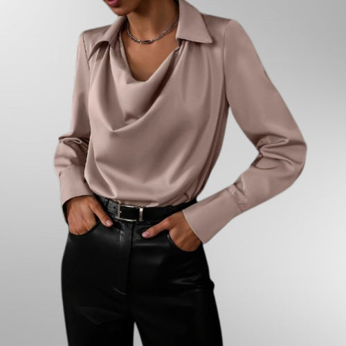 Veldora™ | Satinbluse mit drapiertem Ausschnitt