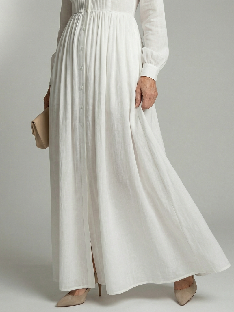 Aurelis™ | Langarm Maxikleid mit Knopfleiste