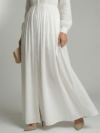Aurelis™ | Langarm Maxikleid mit Knopfleiste