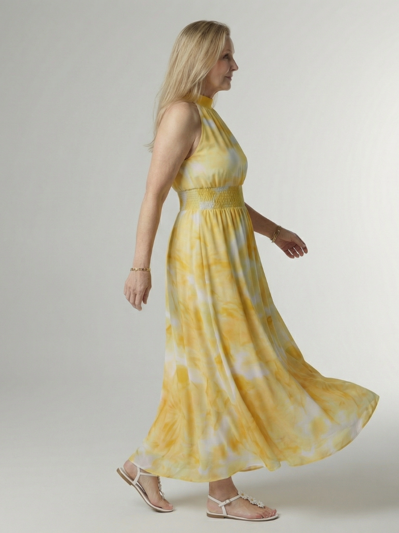 Aurelis™ | Midi Kleid mit Halterneck und geraffter Taille