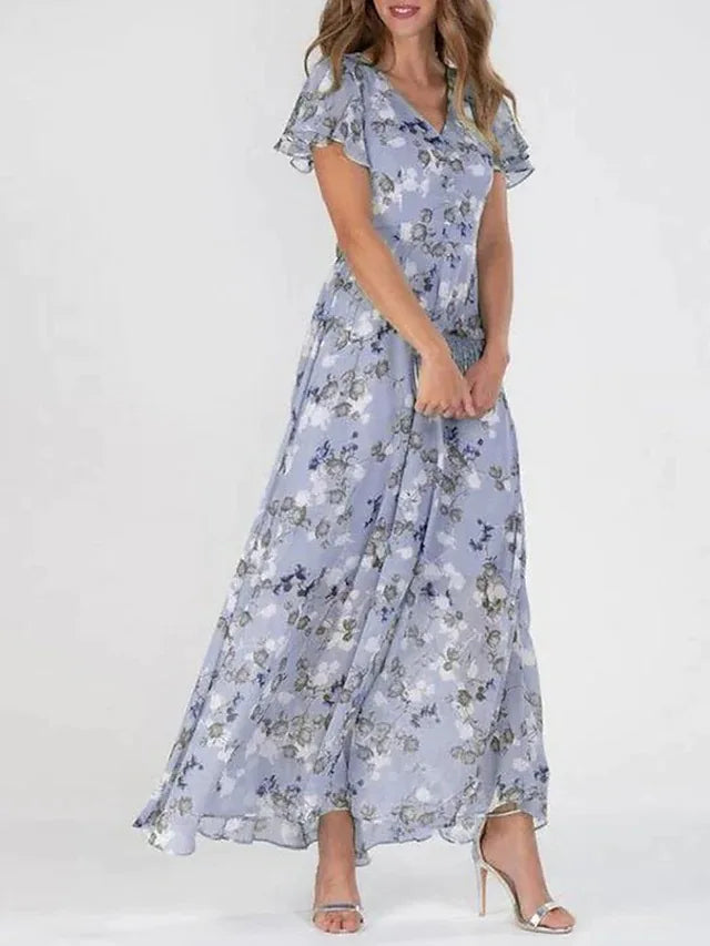 Lindenhain™ | Florales Maxi Sommerkleid mit V-Ausschnitt