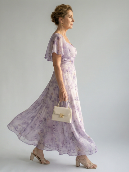 Aurelia™ | Midi-Kleid mit Flatterärmeln und Blumenmuster
