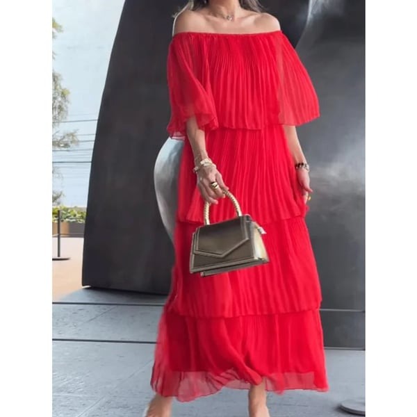 Aurelis™ | Schulterfreies Chiffon Maxikleid