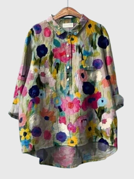Kronberg™ | Damen Bluse mit Blumenmuster und Knopfleiste