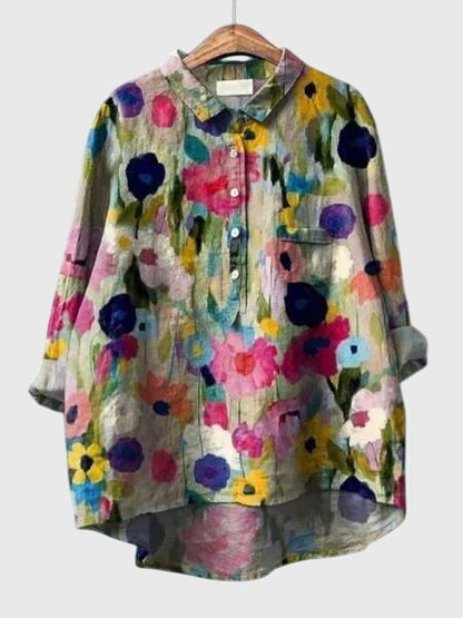 Kronberg™ | Damen Bluse mit Blumenmuster und Knopfleiste