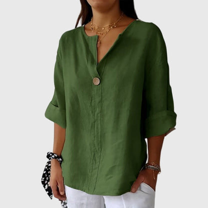 Aurelis™ | Damen Bluse mit V-Ausschnitt und Knopfverschluss