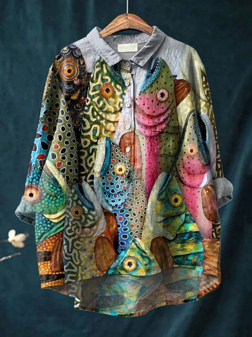 Nordhain™ | Damen Freizeitshirt mit Fisch-Print