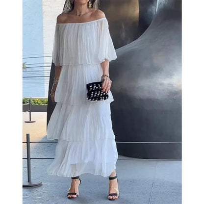 Aurelis™ | Schulterfreies Chiffon Maxikleid