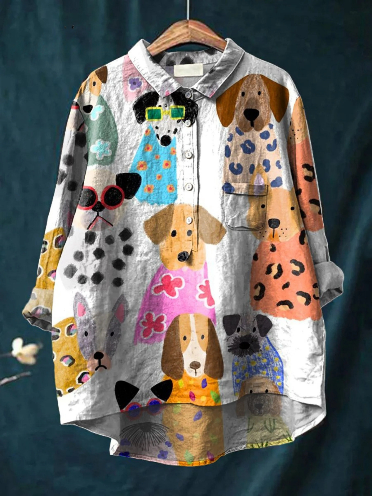 Valerius™ | Damen Freizeitshirt mit Welpen-Print