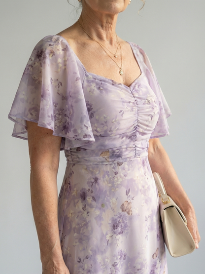 Aurelia™ | Midi-Kleid mit Flatterärmeln und Blumenmuster