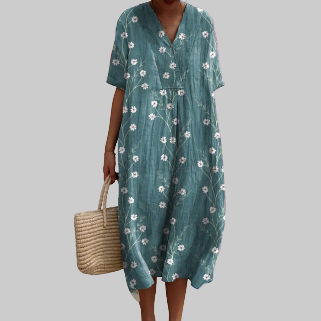 Luviaren™ | Sommerkleid mit Blumenmuster und V-Ausschnitt
