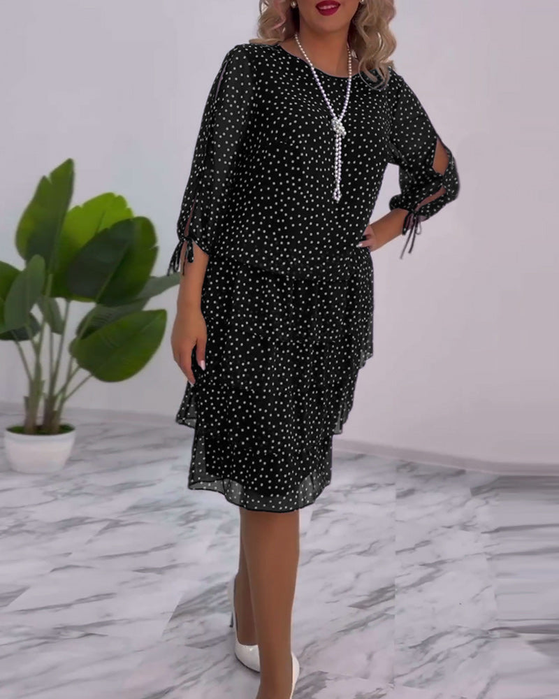 Luviaren™ | A-Linien Schichtkleid mit Punktemuster
