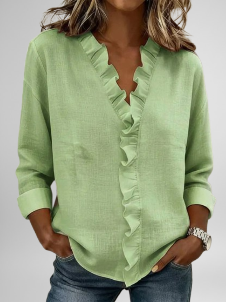 Aurelis™ | Damen Bluse mit Rüschen und V-Ausschnitt