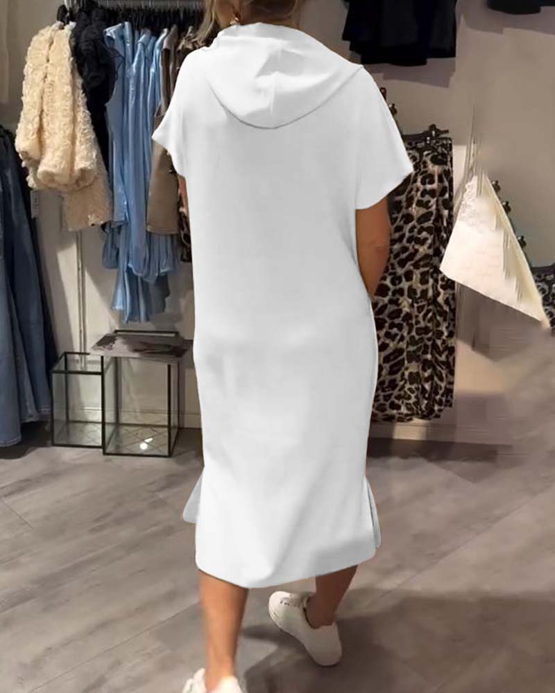 Nordhain™ | Damen Hoodie-Kleid mit Kängurutasche und Slogan-Print