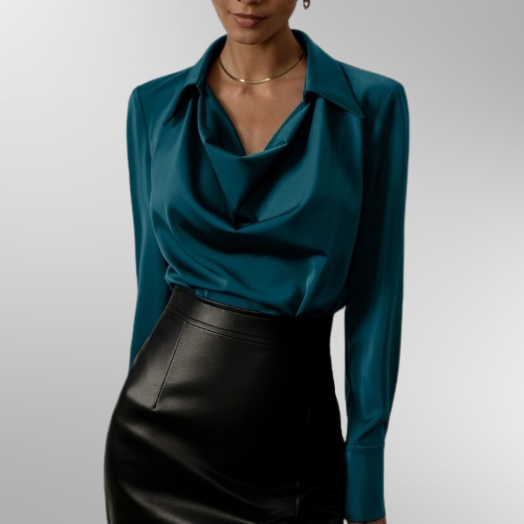 Veldora™ | Satinbluse mit drapiertem Ausschnitt