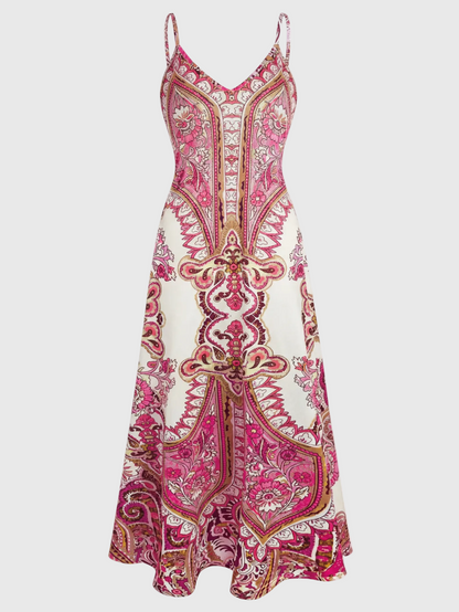Lindenhain™ | Ärmelloses Boho Sommerkleid mit Blumenmuster