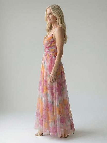 Klaravell™ | Ärmelloses Maxikleid mit Wickeloberteil