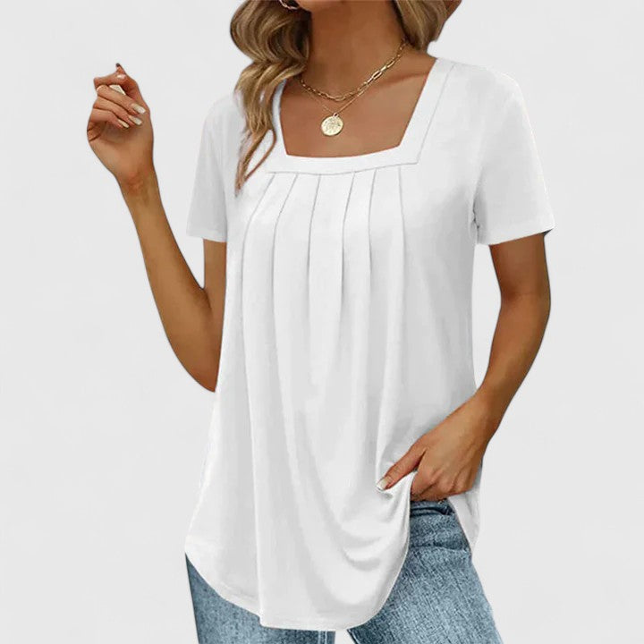Aurelis™ | Sommerbluse mit Quadratausschnitt und Falten
