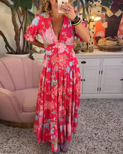 Luviaren™ | Maxikleid mit Blumenmuster und V-Ausschnitt