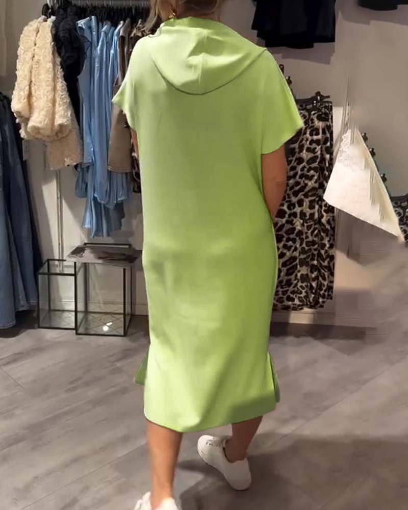 Nordhain™ | Damen Hoodie-Kleid mit Kängurutasche und Slogan-Print
