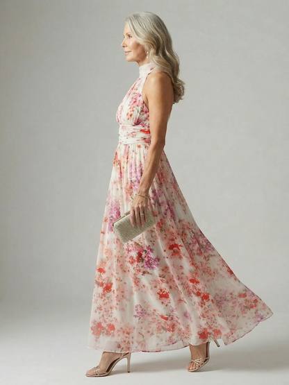Luvia™ | Ärmelloses Maxikleid mit Halterneck und floralem Muster