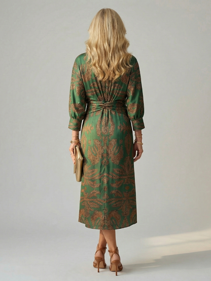 Aurelis™ | Midi Wickelkleid mit Langarm und Muster