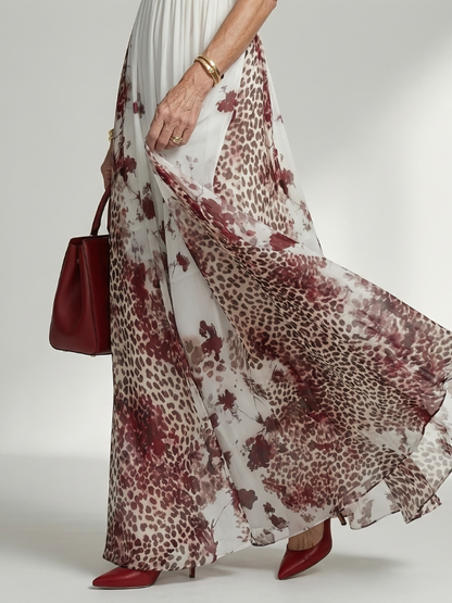 Aurelis™ | Langärmliges Maxikleid mit Blumenmuster und V-Ausschnitt