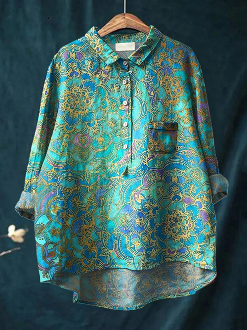 Aurelis™ | Damen Freizeitshirt mit Retro Kunstdruck und lockerer Passform