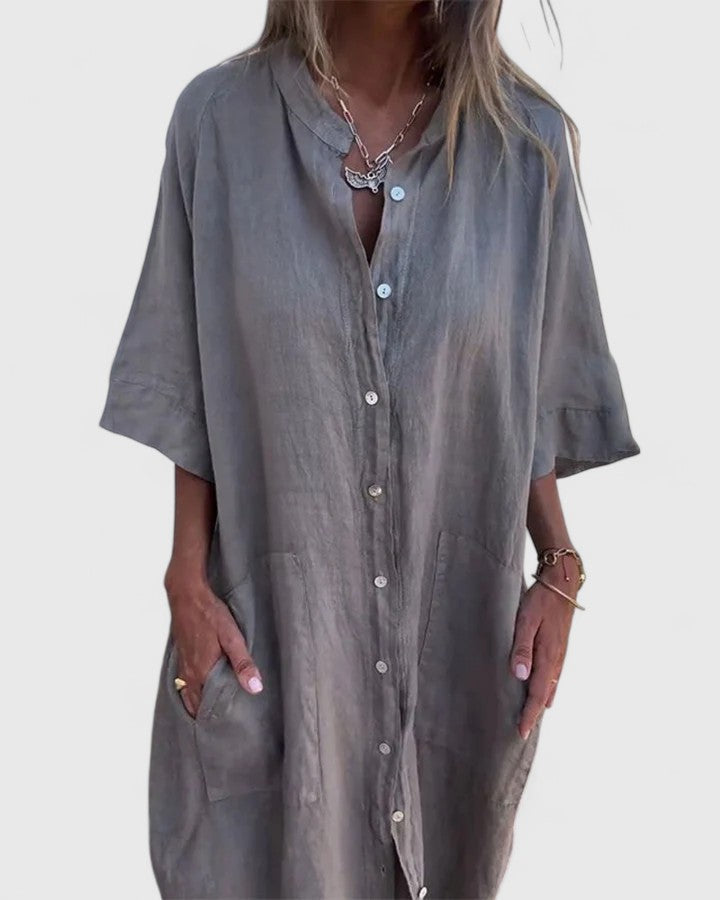 Luviaren™ | Oversized Kleid mit Knopfleiste und Taschen