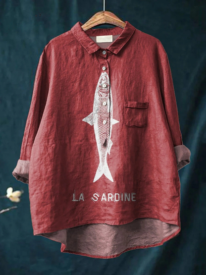 Nordwoge™ | Damen Shirt mit Sardinen-Print und lässiger Passform