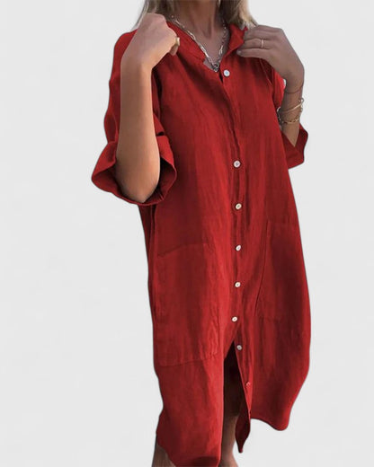 Luviaren™ | Oversized Kleid mit Knopfleiste und Taschen