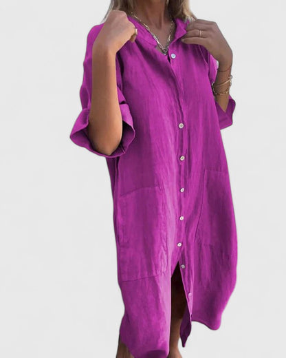 Luviaren™ | Oversized Kleid mit Knopfleiste und Taschen
