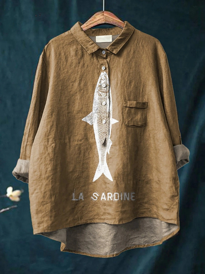 Nordwoge™ | Damen Shirt mit Sardinen-Print und lässiger Passform