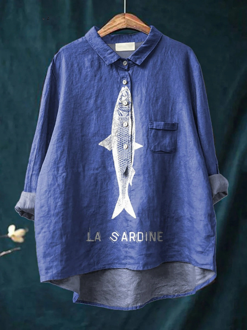 Nordwoge™ | Damen Shirt mit Sardinen-Print und lässiger Passform