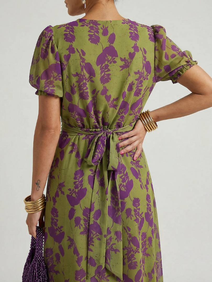 Luviaren™ | Midi-Kleid mit Blumenmuster und Wickel-Ausschnitt