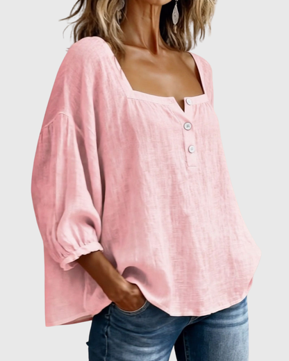 Aurelis™ | Damen Bluse mit quadratischem Ausschnitt und Puffärmeln