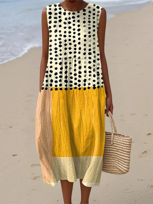 Stilwerk™ | Ärmelloses Midi-Kleid mit Polka-Dot Muster