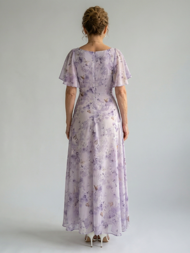 Aurelia™ | Midi-Kleid mit Flatterärmeln und Blumenmuster