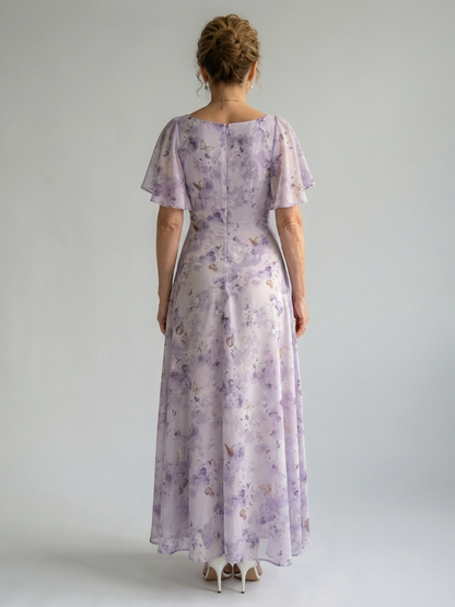 Aurelia™ | Midi-Kleid mit Flatterärmeln und Blumenmuster