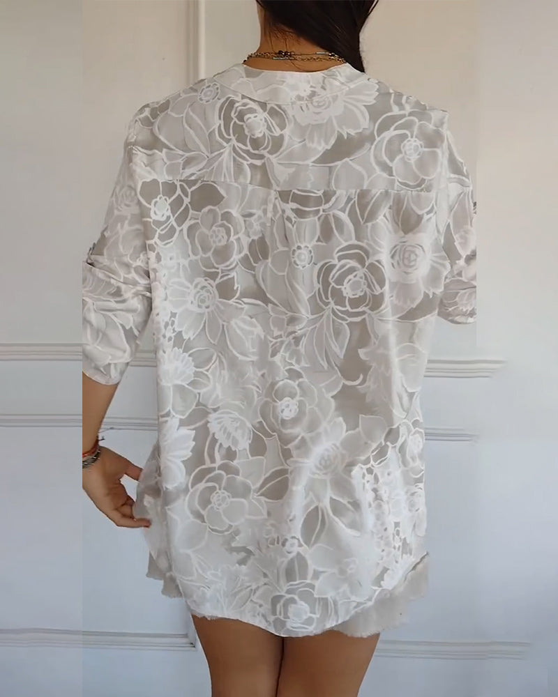 Aurelia™ | Langärmlige Damenbluse mit Blumenprint und lockerer Passform