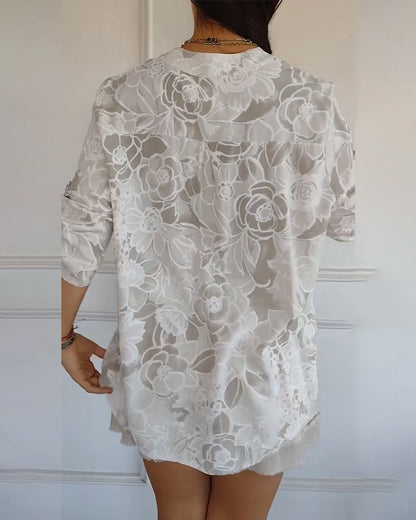 Aurelia™ | Langärmlige Damenbluse mit Blumenprint und lockerer Passform
