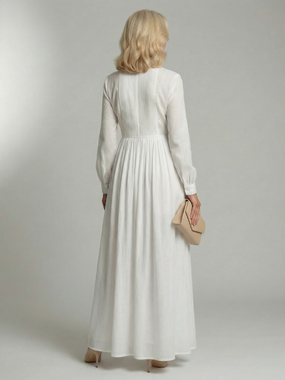 Aurelis™ | Langarm Maxikleid mit Knopfleiste